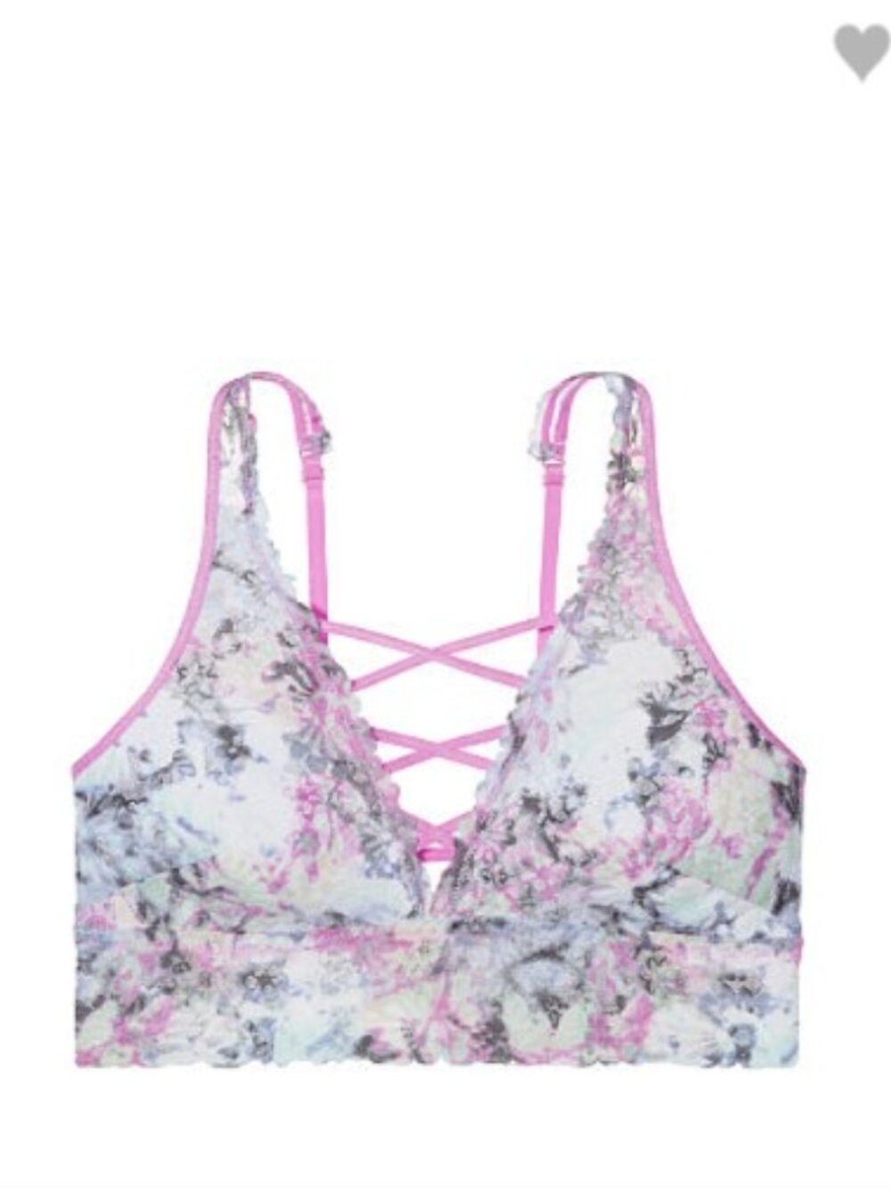 New Victoria's Secret PINK Bralette Wildflower Lace Plunge Strappy Tie Dye Small